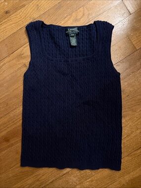 Lauren Ralph Lauren Navy Cable Knit Square-Neck Tank